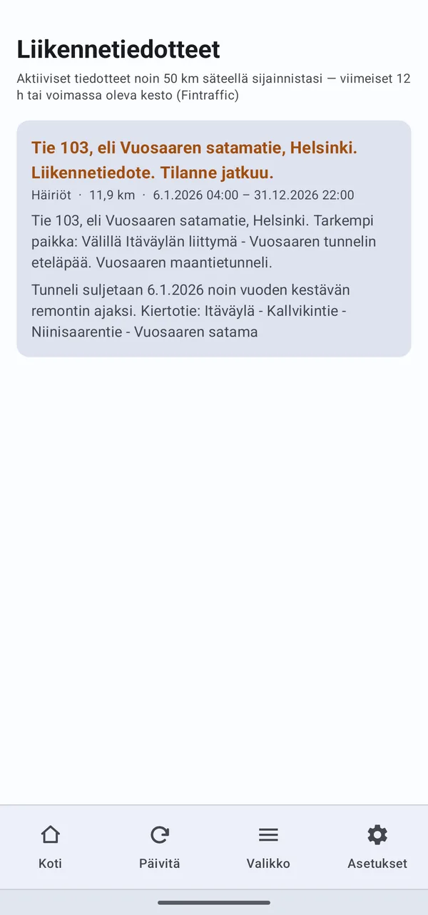 Liikennetiedotteet
